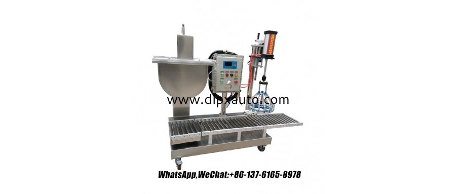 15L_20L半自動料斗式防爆桶灌裝機_用于酒精化學(xué)品_稀薄灌裝